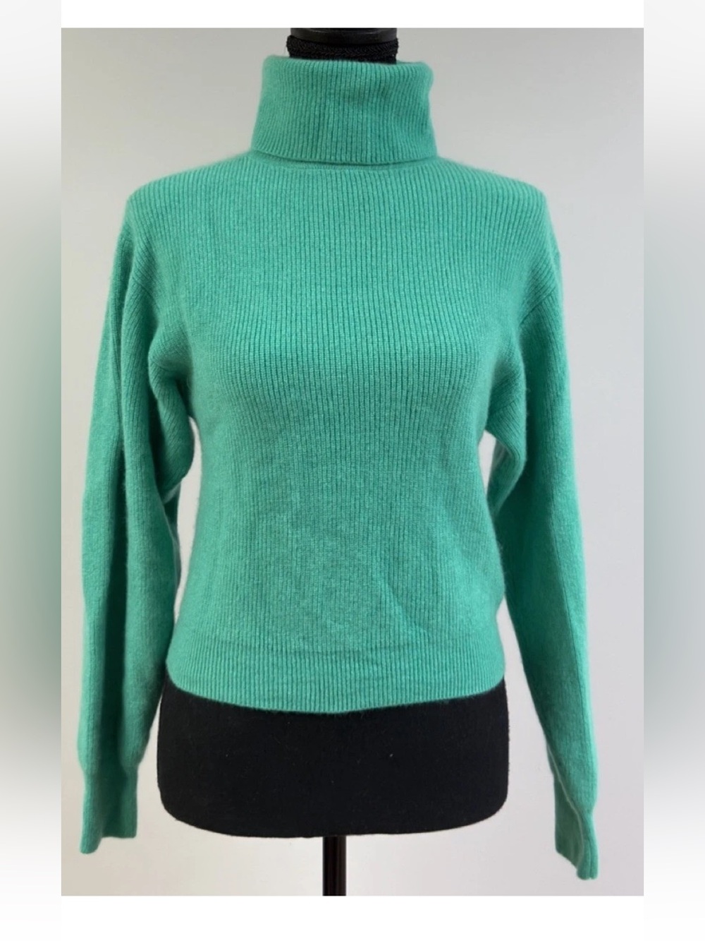 BRODIE Women’s Cashmere Turtleneck Knit Sweater Long Sleeve Bright Green Sz XS